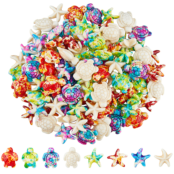 113Окрашенные синтетические бирюзовые бусины шт.