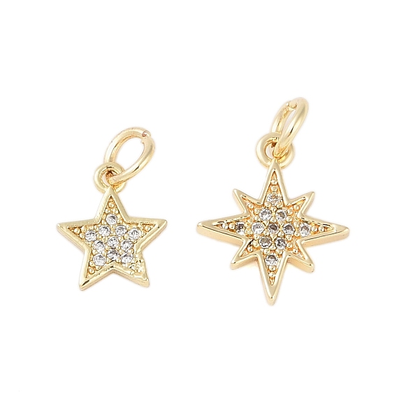 Покрытие стойки латунь микропаве прозрачные кубические циркониевые подвески, с прыжковых колец, долговечный, без свинца и без кадмия, звезда