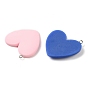 Opaque Resin Pendants, Heart Charms with Platinum Plated Iron Loops