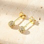 Круглые серьги-гвоздики из латуни с микропаве из прозрачных кубических цирконий, без свинца и без кадмия, долговечный