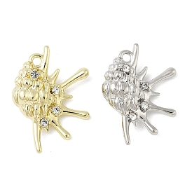 Подвески из сплава и страза, форма раковины, стойки покрытие