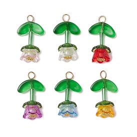 Прозрачные акриловые колпачки для бусин с ромашковыми разделительными бусинами в тибетском стиле, а также прозрачные стеклянные бусины, окрашенные распылением, и бусины из АБС-пластика с имитацией жемчуга, цветок