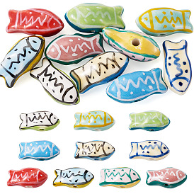 10 шт. 10 стили фарфоровые керамические бусины ручной работы, Famille выросли стиле, рыба