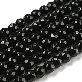 Faceted Round Natural Agate Beads Strands, Dyed, 6mm, Hole: 1.5mm, about 60pcs/strand, 14.9 inch