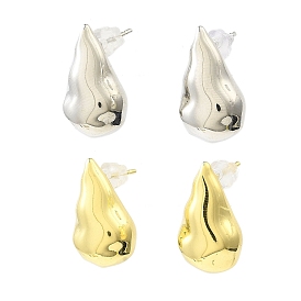Teardrop Brass Stud Earrings, Long-Lasting Plated, Lead Free & Cadmium Free