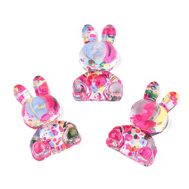 Прозрачные акриловые кабошоны, окрашенные распылением, кролик