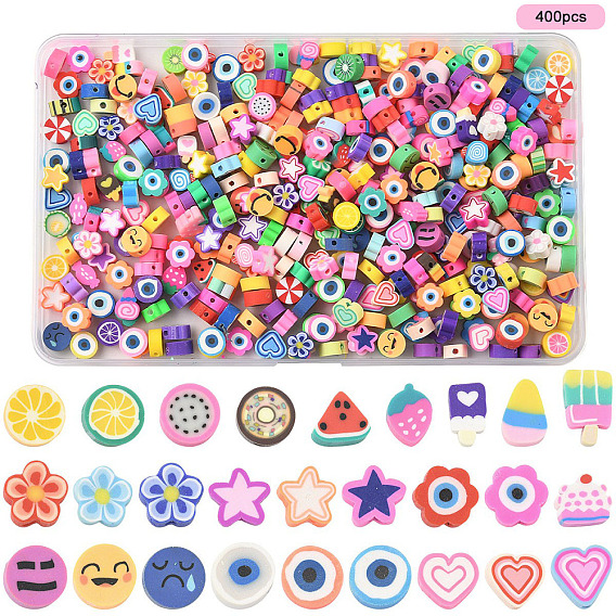 400 шт 8 стили ручной работы из полимерной глины бусины, разнообразные