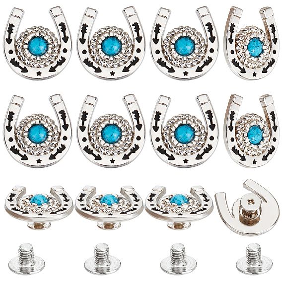 12 наборы заклепок-винтов из цинкового сплава и смолы, DIY кожаный гвоздь, подковы