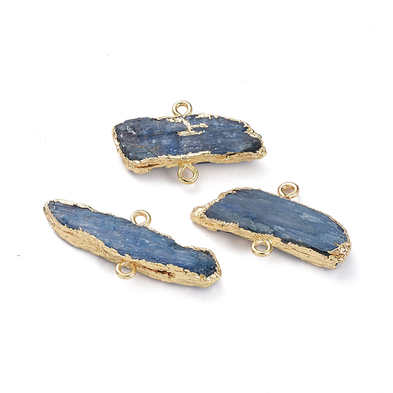 Natural Kyanite/Cyanite/Disthene Links Connectors, with Golden Plated Brass Loop, Nuggets