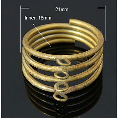 Латунная фурнитура для кольца, 18 мм внутренним диаметром, отверстие : 2.5 мм