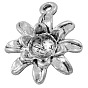 Accessoires de pendentifs en alliage , sans plomb et sans cadmium, fleur, Longueur 19mm,  largeur de 15 mm, épaisseur de 3.5mm, Trou: 1mm
