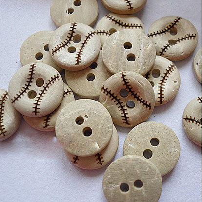 Round Carved 2-hole Basic Sewing Button, Coconut Button, 13mm