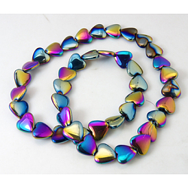 Unmagnetische synthetischen Hämatitkornen Stränge, Regenbogen-Farb, Herz, 10x10x3 mm, Bohrung: 1 mm