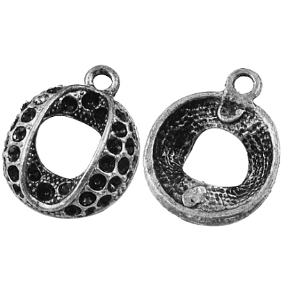 Tibetan Style Alloy Pendant Rhinestone Settings, Lead Free & Cadmium Free, Donut