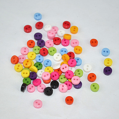 Multi Colour DIY Handcraft Buttons For Dolls Clothes, Flat Round, Resin Button