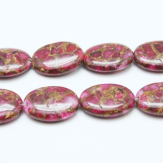 Synthetic Gold Clinquant Stone Beads Strands, Dyed, Oval