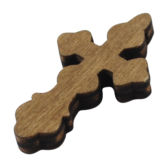 Древесины подвески, окрашенные, без свинца, крестик, коричневые, 40x23x5 мм, отверстие : 2 мм