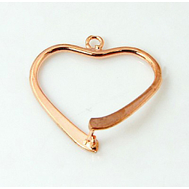 Латуни льда поручительств выбор щепотка, сердце, без никеля , 23~24x25~27 мм, отверстие : 2 мм