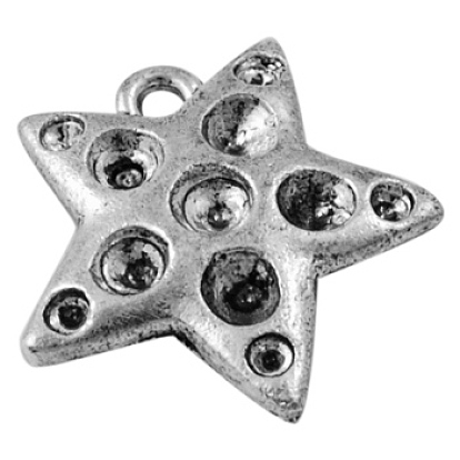 Tibetan Style Star Alloy Pendants Rhinestone Settings, Lead Free and Cadmium Free