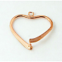 Brass Ice Pick Pinch Bails, Heart, Nickel Free, 23~24x25~27mm, Hole: 2mm