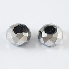 Electroplate Glass Beads, Faceted, Rondelle, 8x5mm, Hole: 3mm