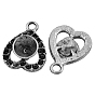 Heart Alloy Pendant Rhinestone Settings, Lead Free and Cadmium Free