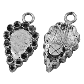 Teardrop Alloy Pendant Rhinestone Settings, Lead Free and Cadmium Free, Antique Silver Color, about 20.5mm long,10.5mm wide,3mm thick, hole:2.2mm