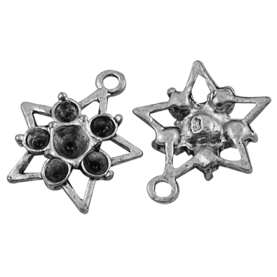 Star Alloy Pendant Rhinestone Settings, Lead Free and Cadmium Free