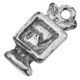 Charms de aleación, sin plomo y cadmio, TV, color de plata antiguo, sobre 12 mm de largo, 5.5 mm de ancho, 5.5 mm de espesor, agujero: 1 mm