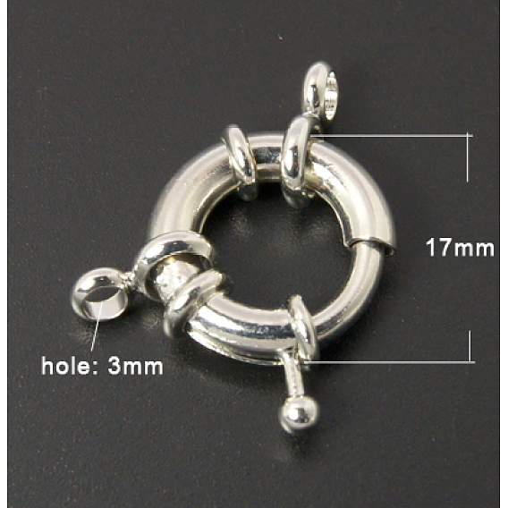 Brass Spring Ring Clasps Sets, with Loops, 17mm, Hole: 3mm