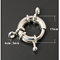 Латунные пружинные кольца застежки, с петлями, 17 мм, отверстие : 3 мм