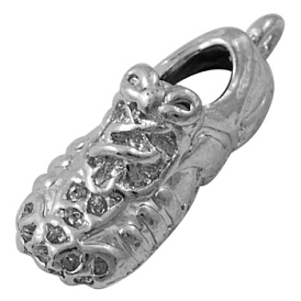 Alloy Finding Pendants, Lead Free and Cadmium Free, Shoes, about 30mm long, 10mm wide, 9mm thick, hole: 1.5mm