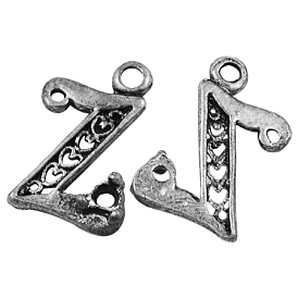 Aluminium Anhänger & Charms, Bleifrei und cadmium frei, Brief z,  Antiksilbern, ca. 22 mm lang, 14 mm breit, 4.5 mm dick, Bohrung: 1.5 mm