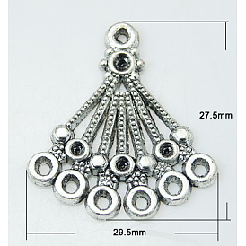 Connecteurs strass support en alliage, sans cadmium et sans plomb, fan, 27.5x24.5x1.5mm, Trou: 1.5mm