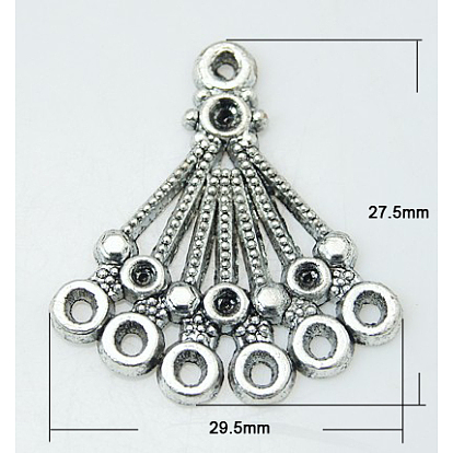 Connecteurs strass support en alliage, sans cadmium et sans plomb, fan, 27.5x24.5x1.5mm, Trou: 1.5mm