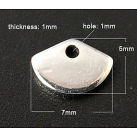 201 Stainless Steel Stamping Blank Tag Pendants, Shell, 7x5x1mm, Hole: 1mm