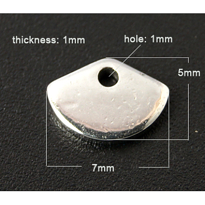 201 Stainless Steel Stamping Blank Tag Pendants, Shell, 7x5x1mm, Hole: 1mm