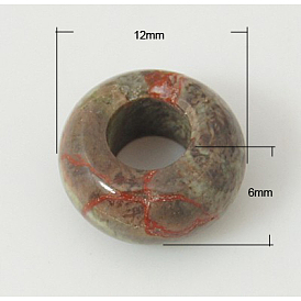 Gemstone European Beads, Large Hole Beads, Rondelle, 12x6mm, Hole: 5mm
