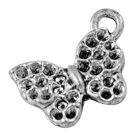 Butterfly Pendant Alloy Rhinestone Settings, DIY Jewelry Findings for Rhinestone Pendants, Lead Free and Cadmium Free