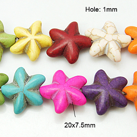 Synthetic Turquoise Beads Strands, Dyed, Starfish/Sea Stars, 20x7.5mm, Hole: 1mm