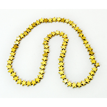 Non-Magnetic Synthetic Hematite Beads Strands, Star, 6x6x2mm, Hole: 1mm