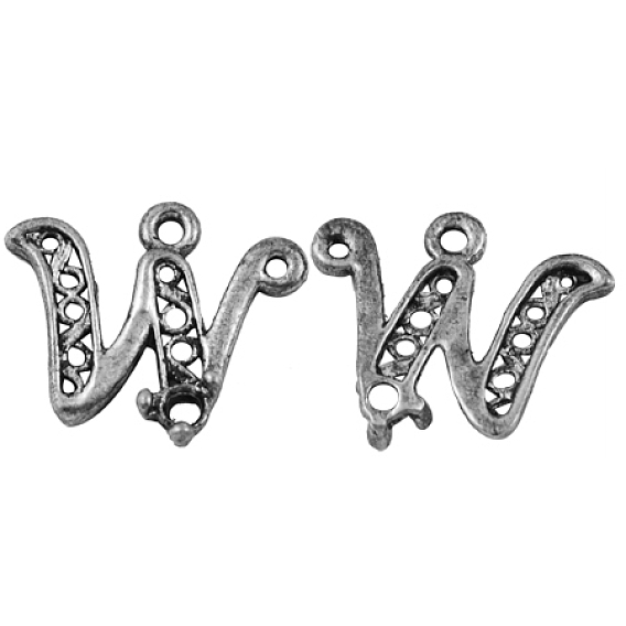 Alloy Pendant Cabochon Settings, Lead Free and Cadmium Free, Letter W