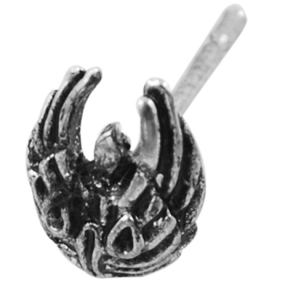 Alloy Ear Studs, Lead Free and Cadmium Free, Antique Silver Color, about 15.5mm long, 10mm wide, 5mm thick