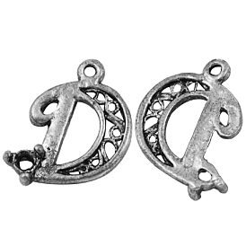 Alloy Pendant Cabochon Settings, Lead Free and Cadmium Free, Letter D