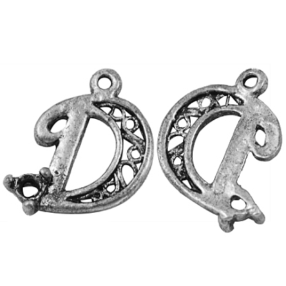 Alloy Pendant Cabochon Settings, Lead Free and Cadmium Free, Letter D
