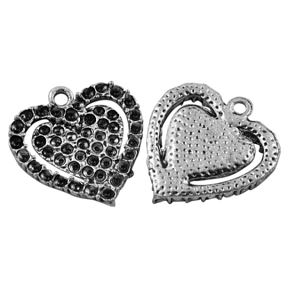 Tibetan Style Alloy Pendant Rhinestone Settings, Lead Free and Cadmium Free, Heart