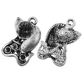 Alloy Kitten Pendant Rhinestone Settings, Owl, Lead Free and Cadmium Free