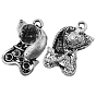 Alloy Kitten Pendant Rhinestone Settings, Owl, Lead Free and Cadmium Free