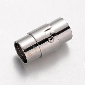 Column Brass Locking Tube Magnetic Clasps, 15.5x7mm, Hole: 5mm