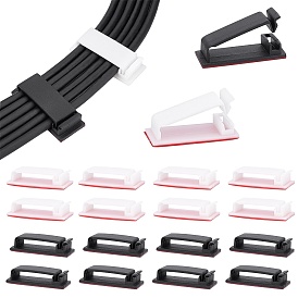 PandaHall Elite 40Pcs 2 Colors Plastic Self Adhesive Cable Management Clips, for TV PC Ethernet Cable Under Desk Home Office Outdoor